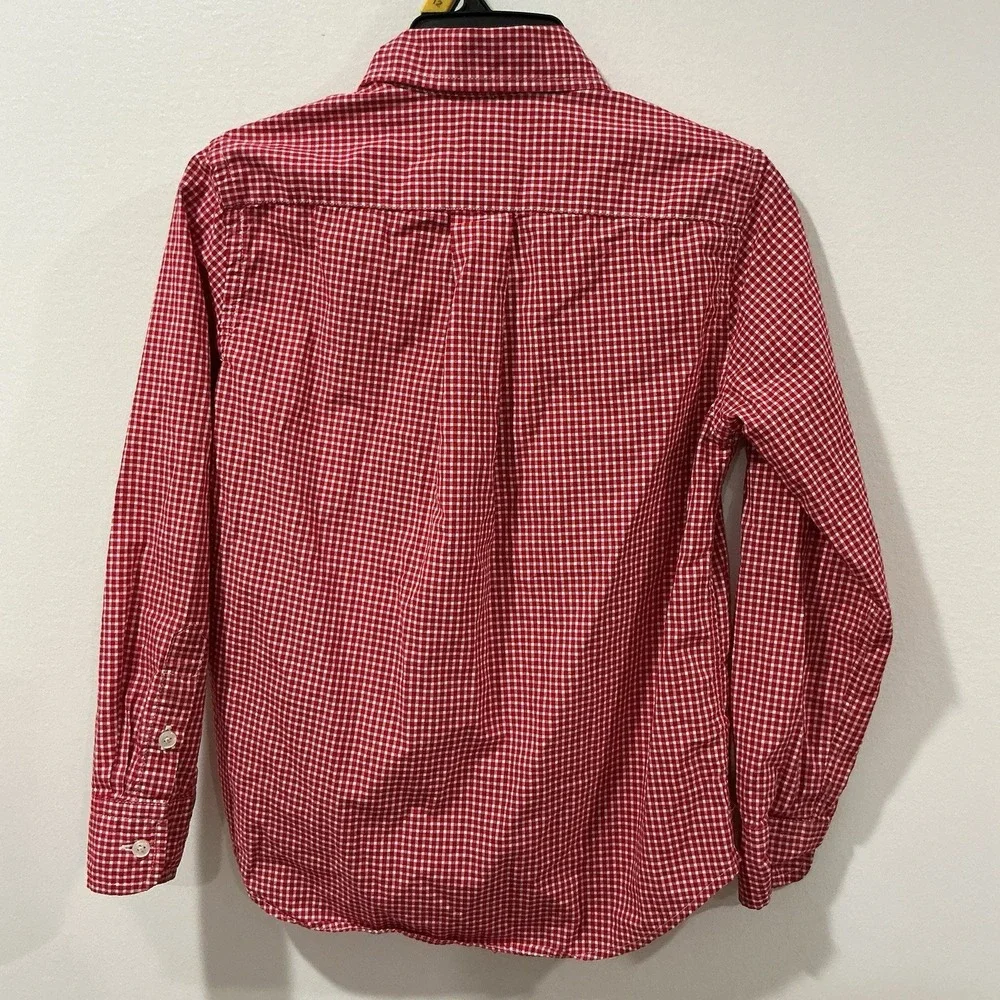 Ralph Lauren Kids Red Gingham Oxford Button Down Shirt Long Sleeve Size 8 Preppy